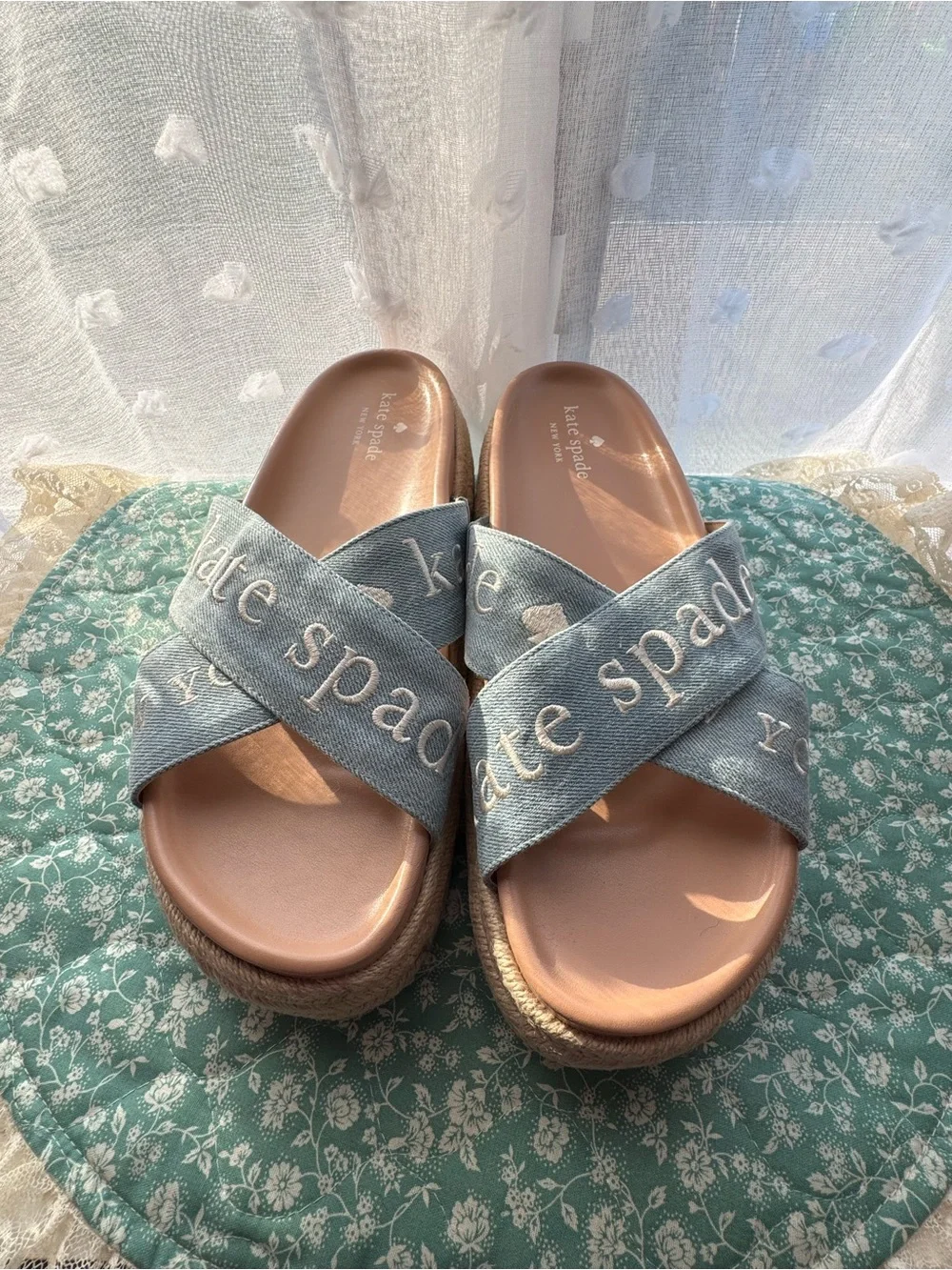 Kate Spade Denim Piper Espadrille Platform Slide Sandal
